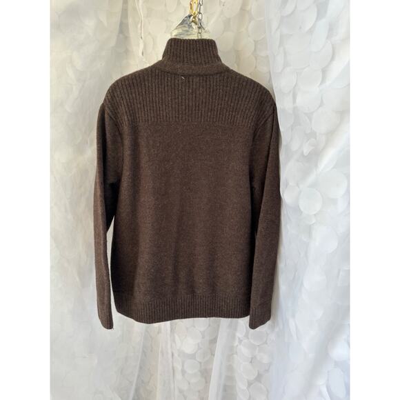 Banana Republic Mens XXL 100% MERINO WOOL Brown full zip Cardigan Sweater CHUNKY - Picture 4 of 9